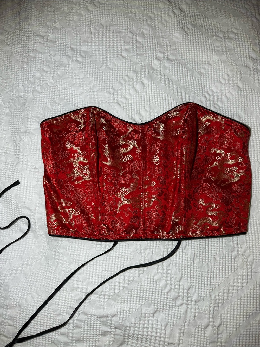 VINTAGE Victoria's Secret Women's Red and Gold Dragon Corset 1999